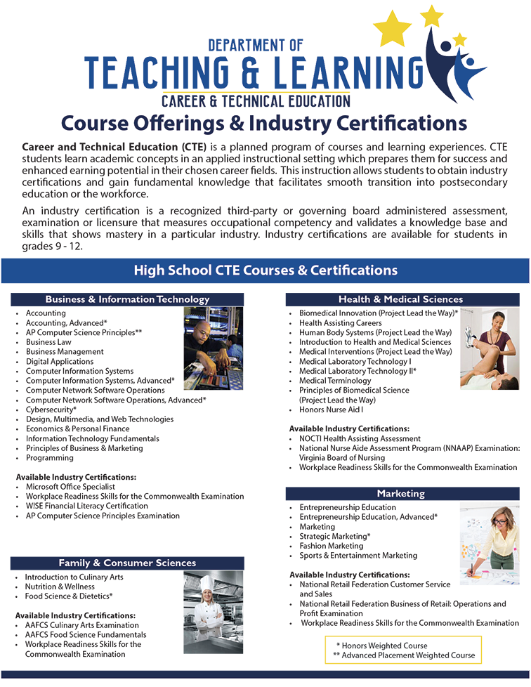 Page 1: Click image of CTE Course Offerings to download brochure.
